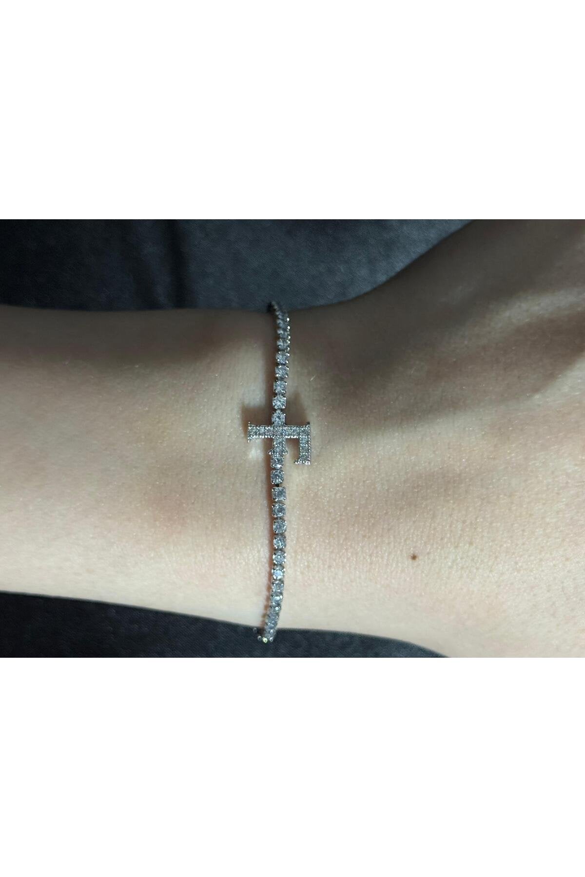 Gümüş Kaplama Su Yolu Harfli Bileklik