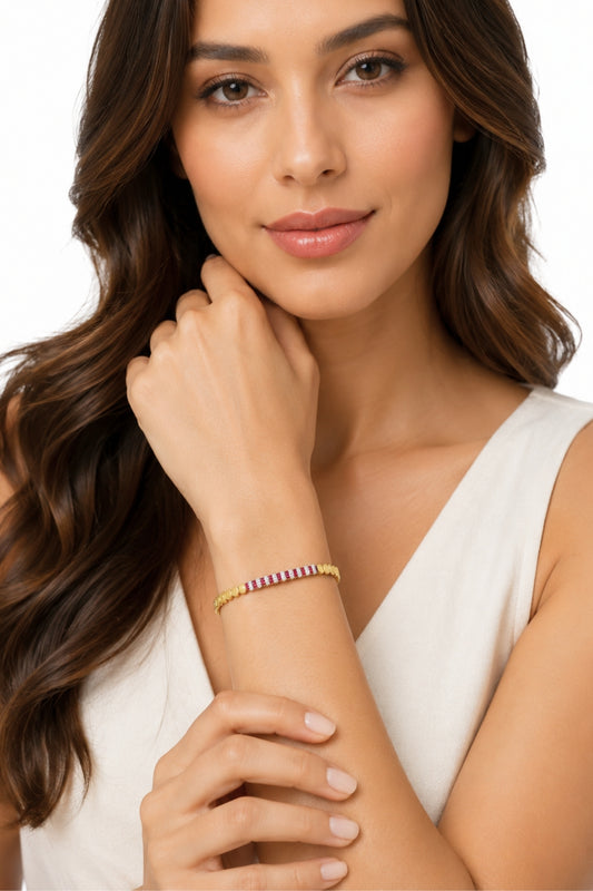 Sirena VIP Serisi – Ruby Luxe Aurora Shine – Altın Kaplama Zirkon Taşlı Kadın Bileklik