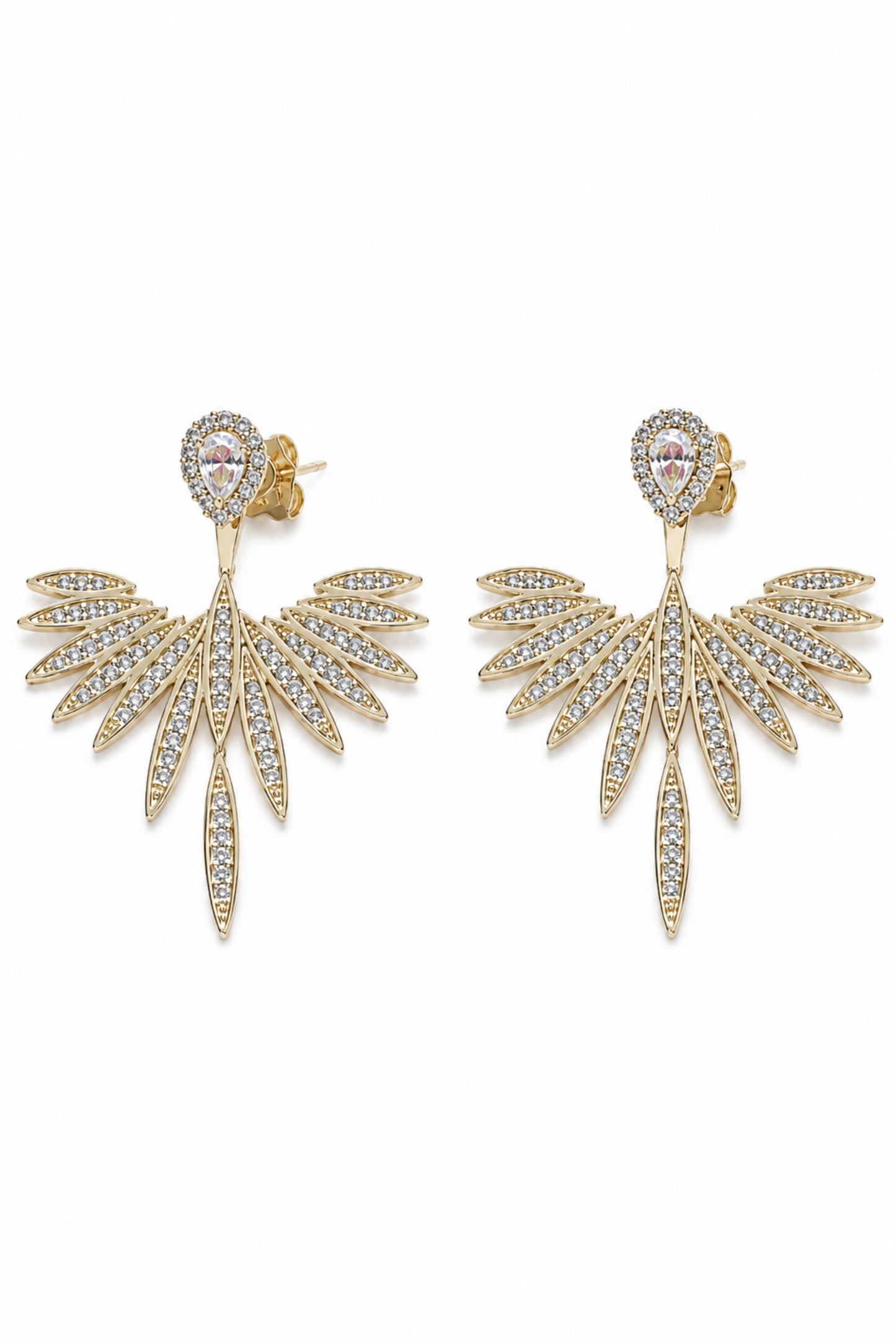 Sirena Vip Serisi-Angel Wing Gold Kaplama Paslanmaz Çelik Zirkon Taşlı Küpe