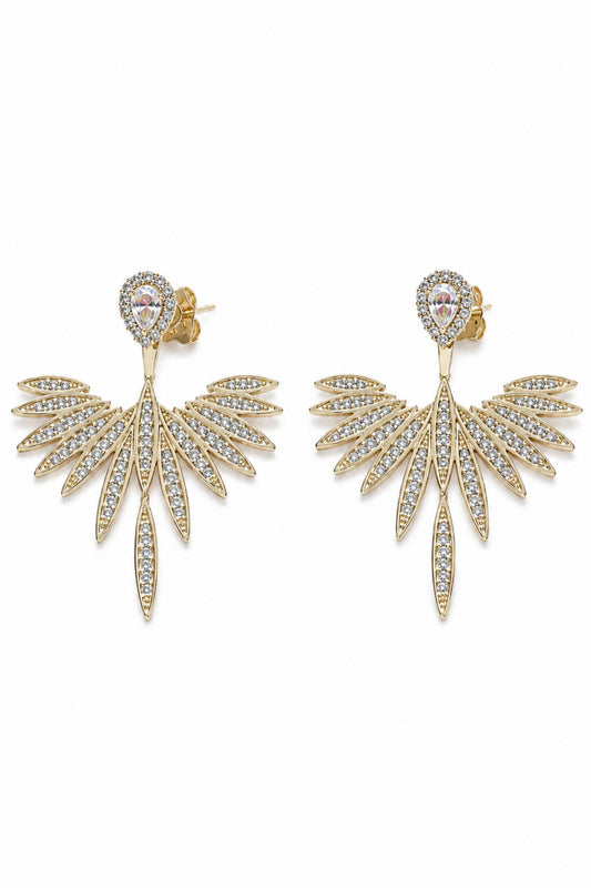 Sirena Vip Serisi-Angel Wing Gold Kaplama Paslanmaz Çelik Zirkon Taşlı Küpe