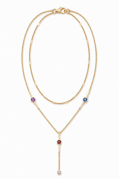 Bordo Zirkon Taşlı Gold Kaplama Çelik Y Kolye
