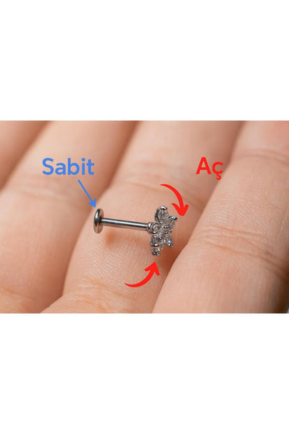 Gold Kaplama Zirkon Taşlı Ay Tragus Piercing