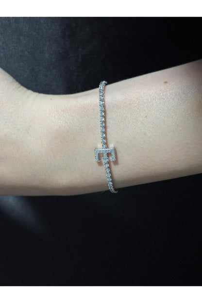 Gümüş Kaplama Su Yolu Harfli Bileklik