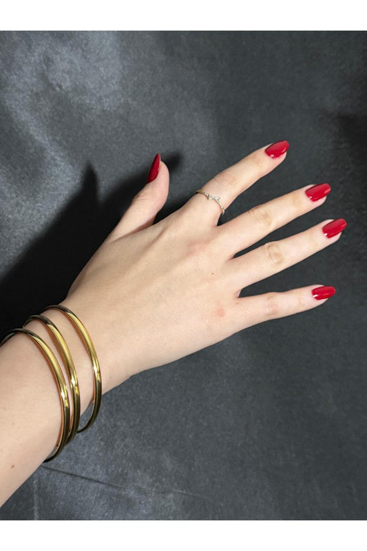 3'lü İnce Ajda 22 Ayar Gold Kaplama Paslanmaz Çelik