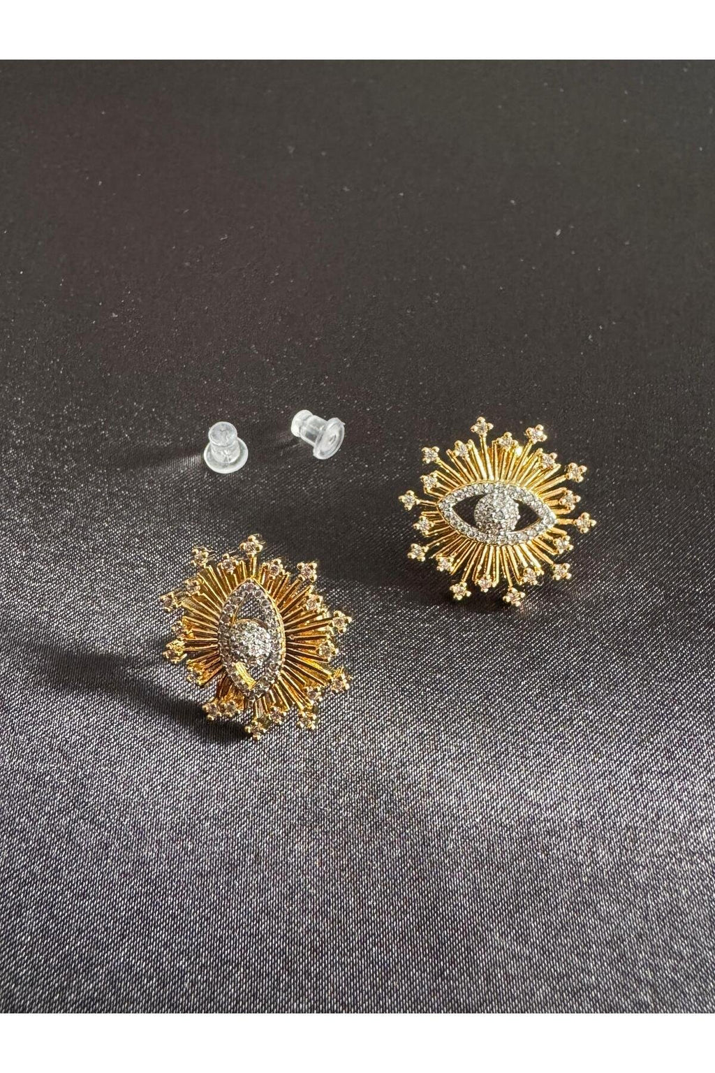 Sirena VIP Serisi-Evil Eye Radiance Gold Kaplama Paslanmaz Çelik Zirkon Taşlı Küpe