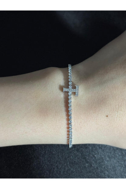 Gümüş Kaplama Su Yolu Harfli Bileklik