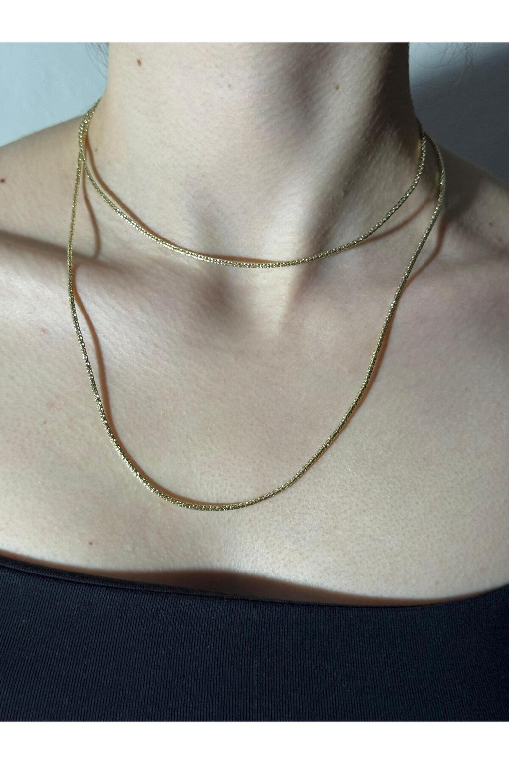 2 Katlı Yılan Zincir Gold Kaplama Çelik Kolye