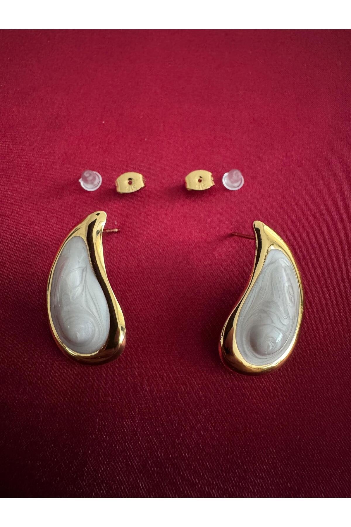 Sirena VIP Serisi-Damla Zirkon Taşlı Gold Kaplama Paslanmaz Çelik Küpe