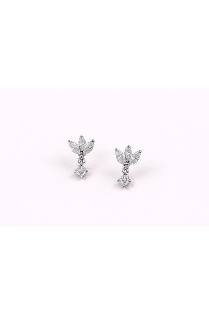 Üç Yapraklı Sallantılı Zirkon Taşlı Gümüş Kaplama Tragus Piercing