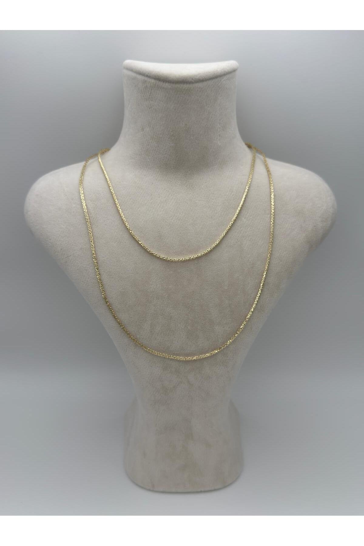 2 Katlı Yılan Zincir Gold Kaplama Çelik Kolye