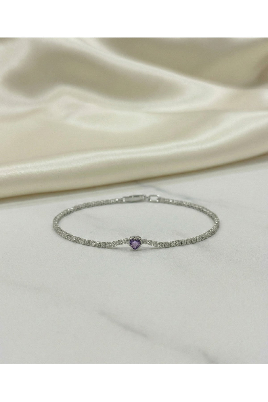 Mor Kalpli Gümüş Kaplama Pırlanta Su Yolu Bileklik