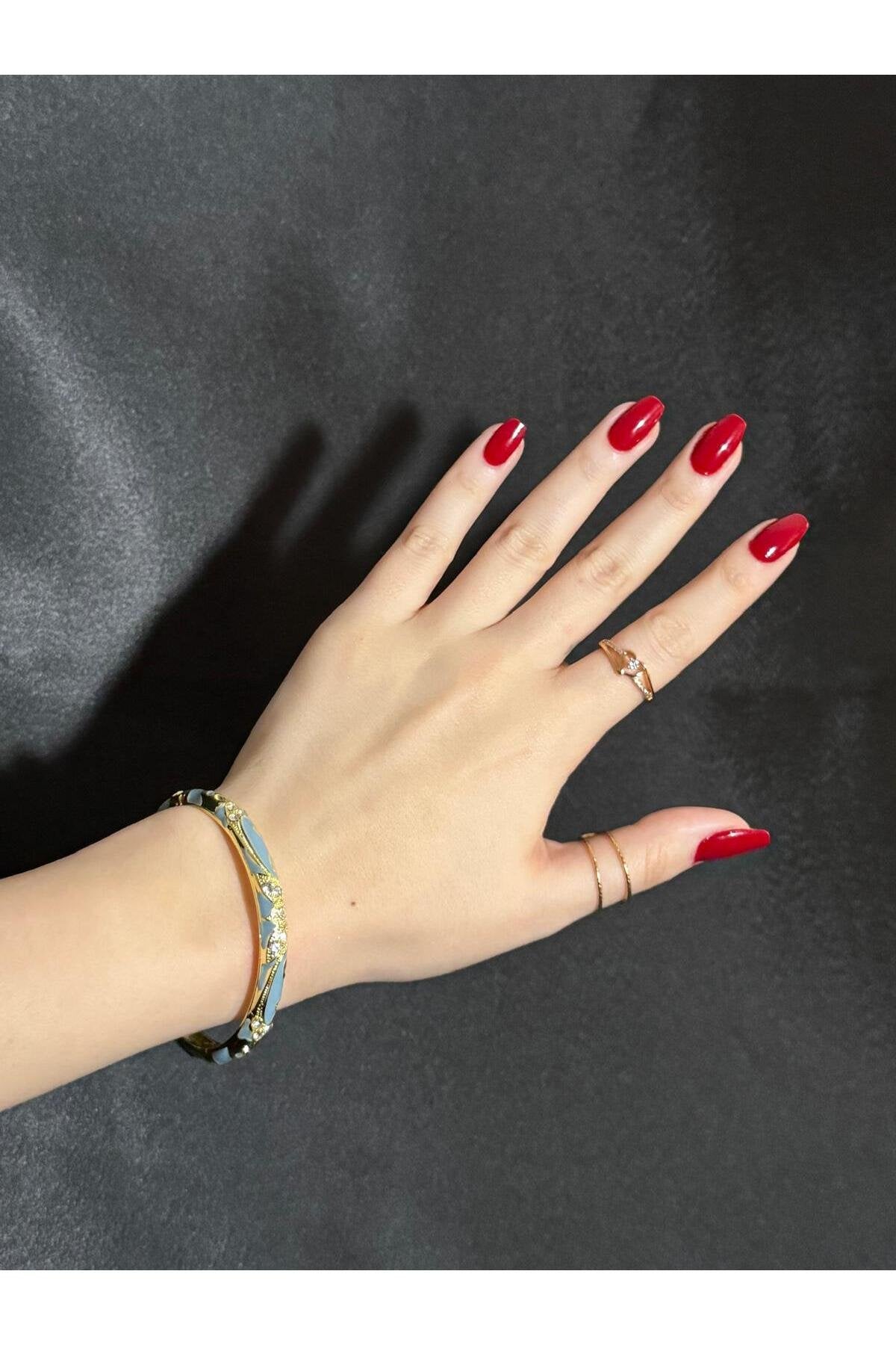 Mavi Taşlı ve Gold İşlemeli Mineli Bileklik