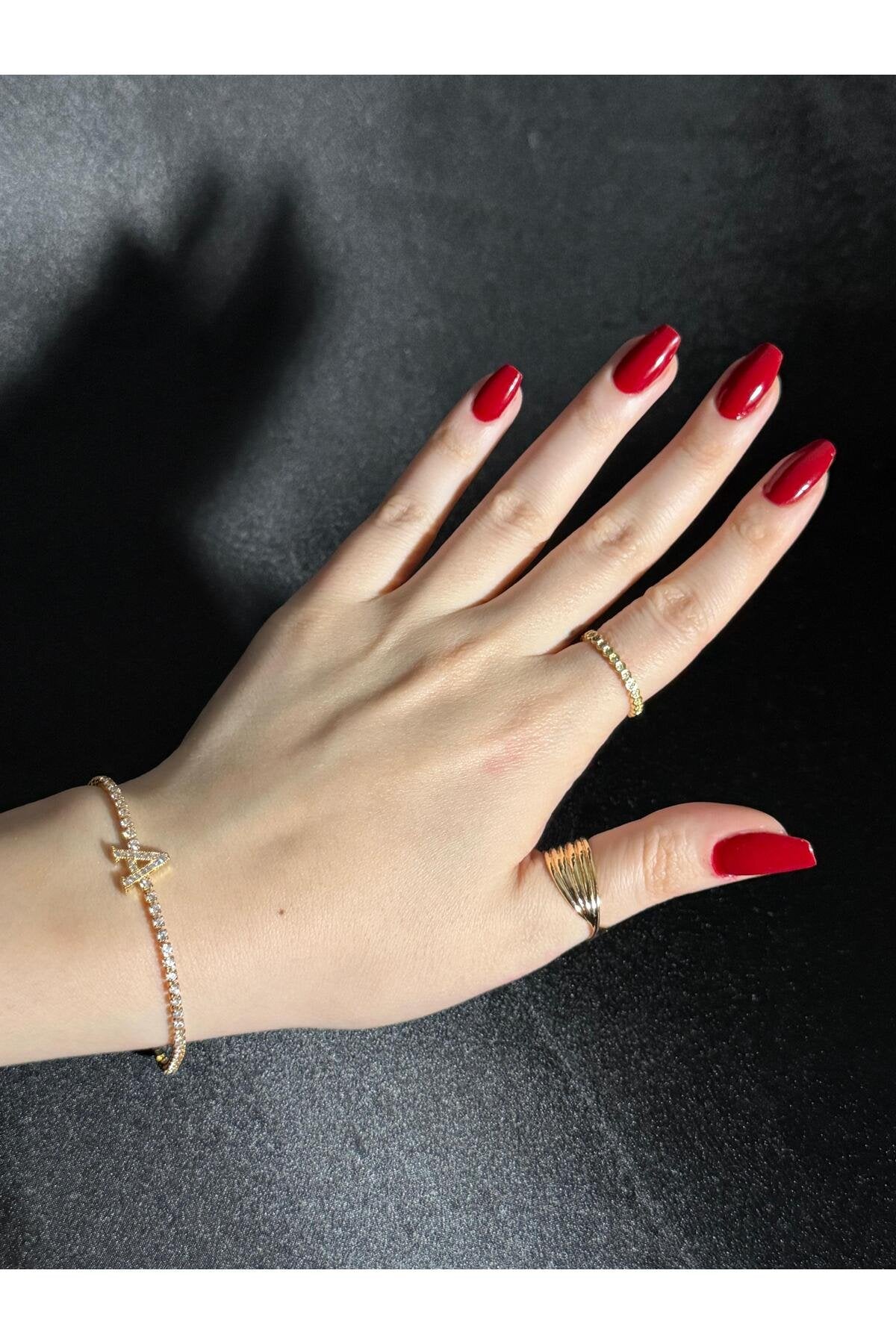 Gold Kaplama Su Yolu Harfli Bileklik