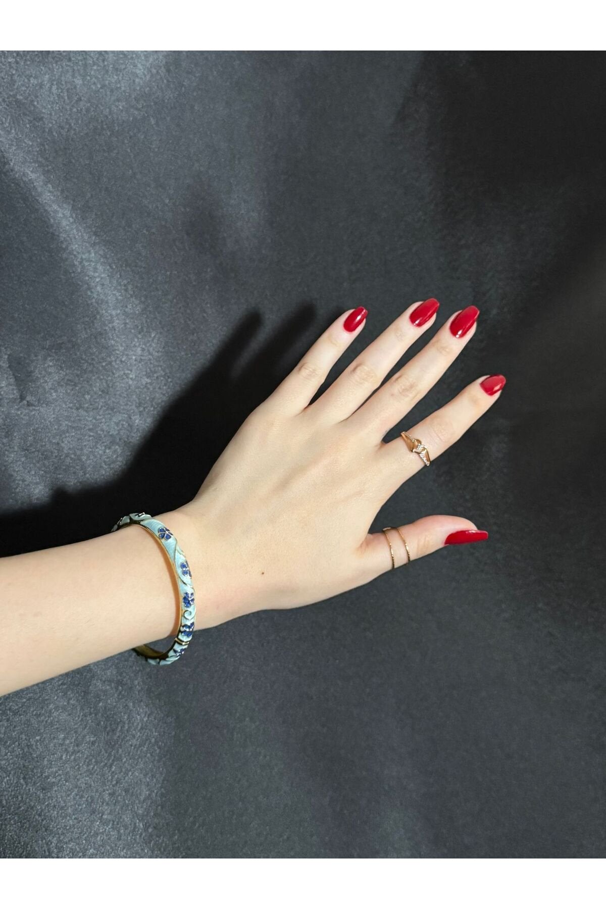 Mavi Çiçek Tasarımlı Mineli Bileklik