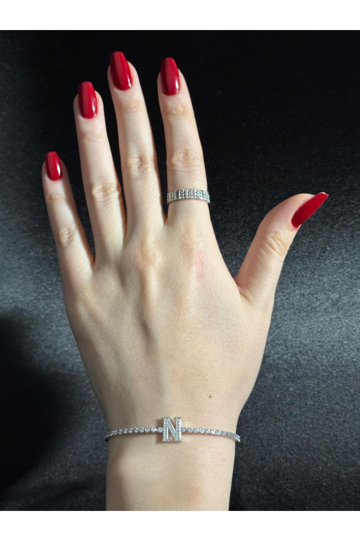 Gümüş Kaplama Su Yolu Harfli Bileklik