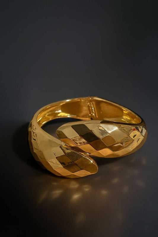 Baklava Desenli Damla Sert Bilezik-Kelepçe