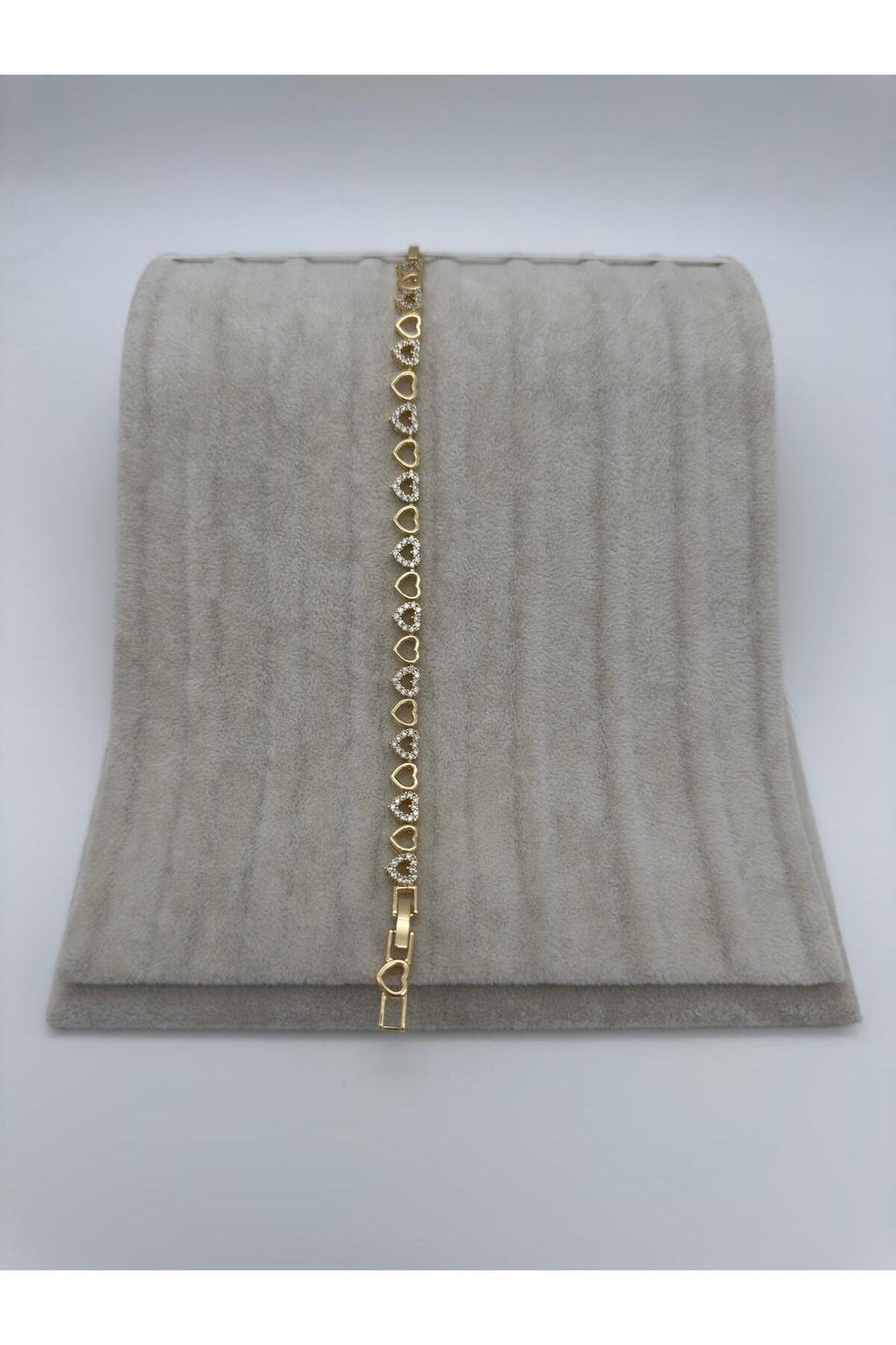 Sıralı Parlak Kalpler Gold Kaplama Paslanmaz Çelik Bileklik