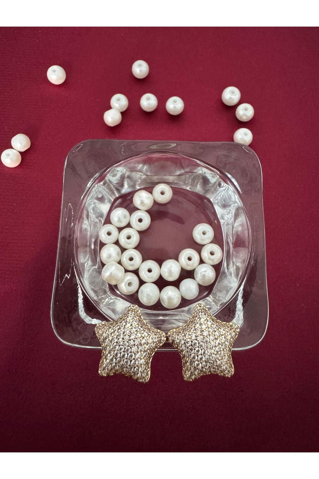 Sirena VIP Serisi-Yıldız Parıltısı Gold Kaplama Paslanmaz Çelik Küpe