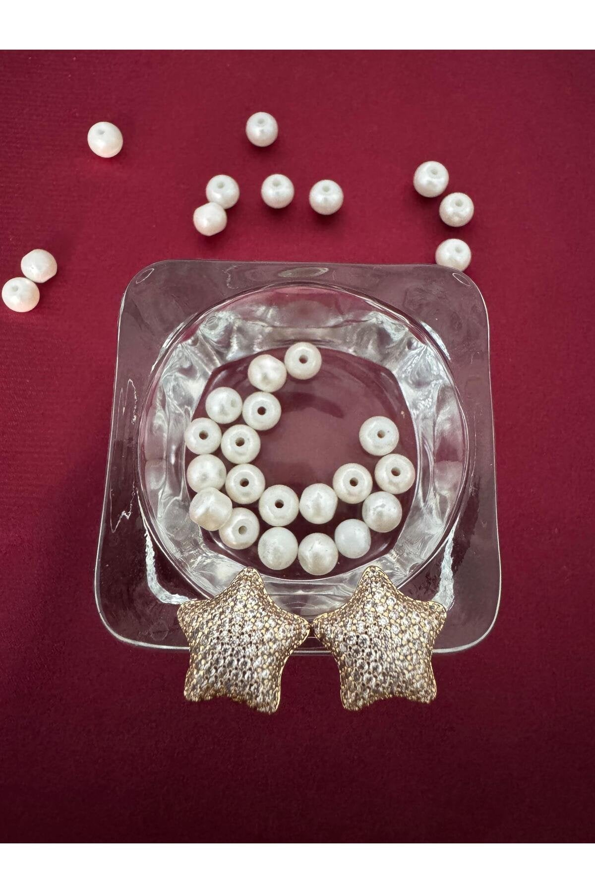 Sirena VIP Serisi-Yıldız Parıltısı Gold Kaplama Paslanmaz Çelik Küpe