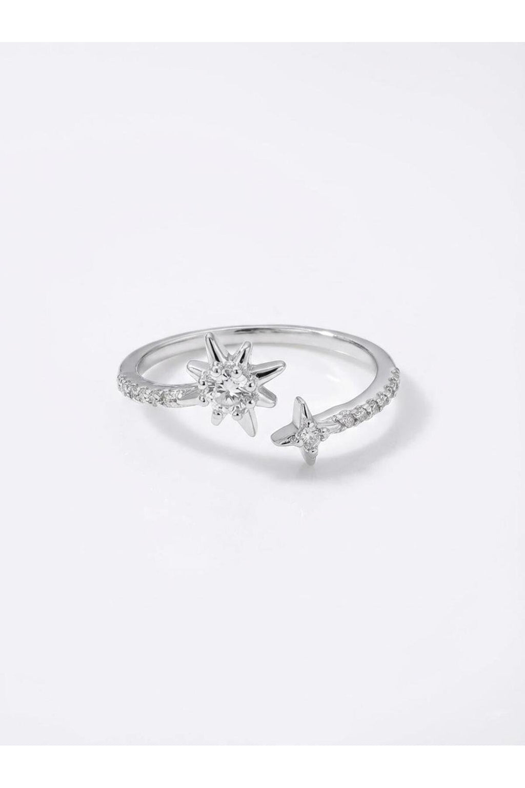 Parıltı Yıldızı Zirkon Taş Detaylı Gümüş Kaplama Paslanmaz Çelik Yüzük