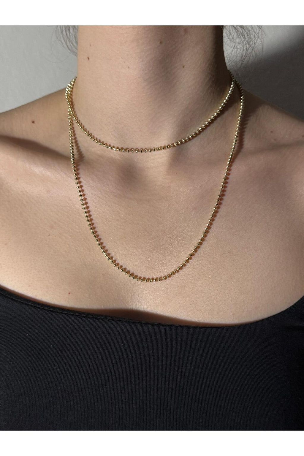 2 Katlı Gold Ball Shine Çelik Kolye