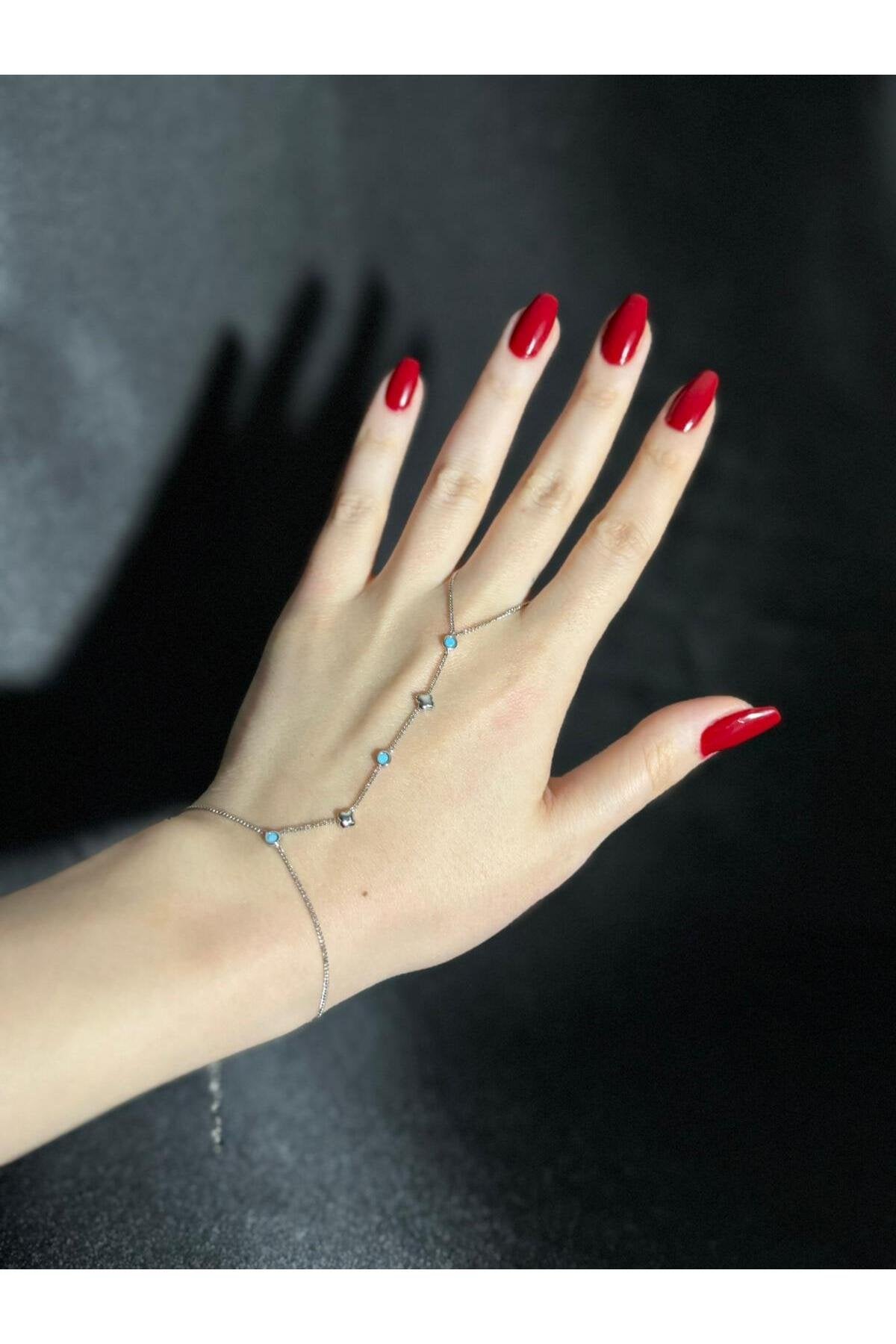 Mavi Taşlı Minimal Gümüş Şahmeran