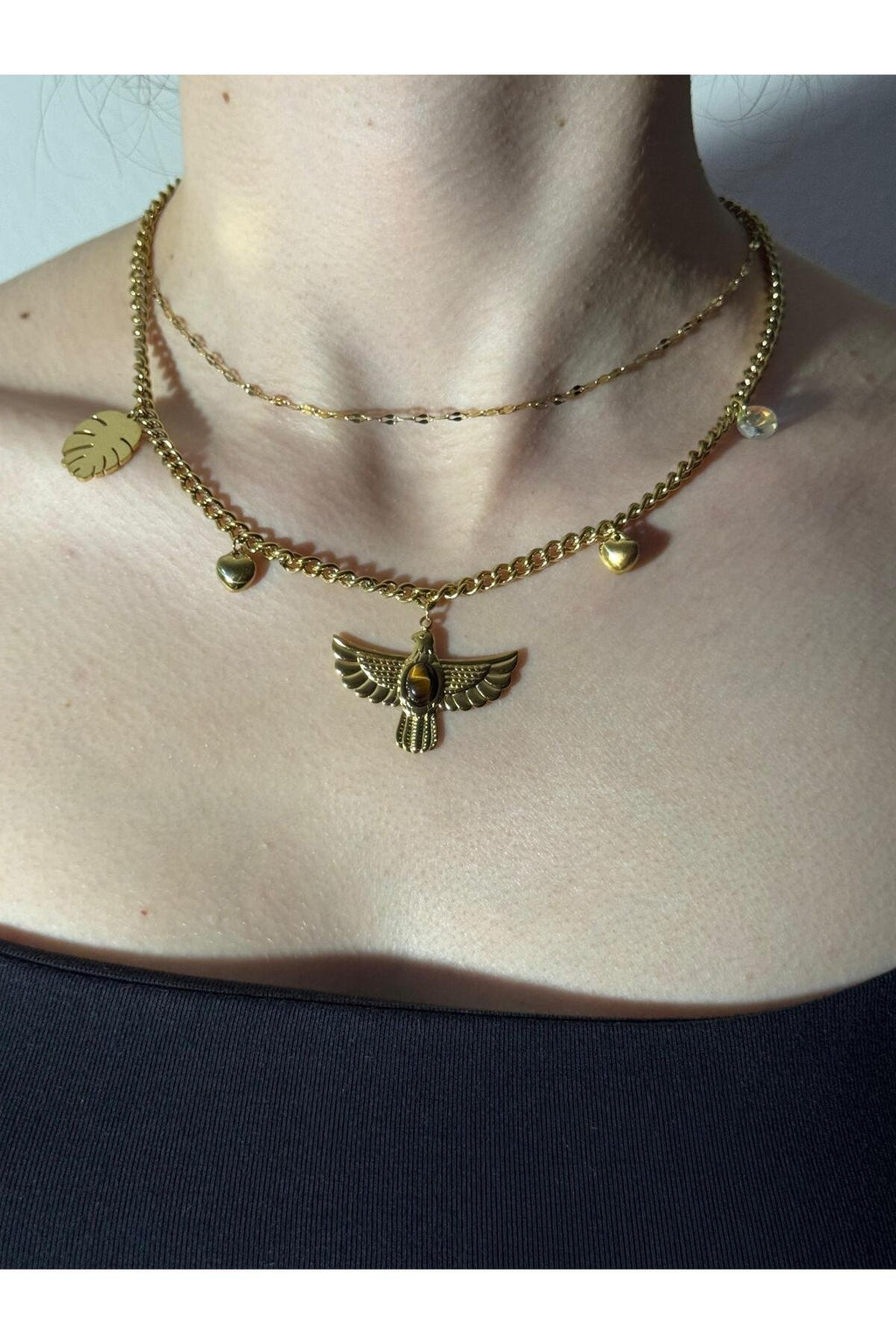 Ra'nın Kanatları Gold Kaplama Zirkon Taşlı Kolye