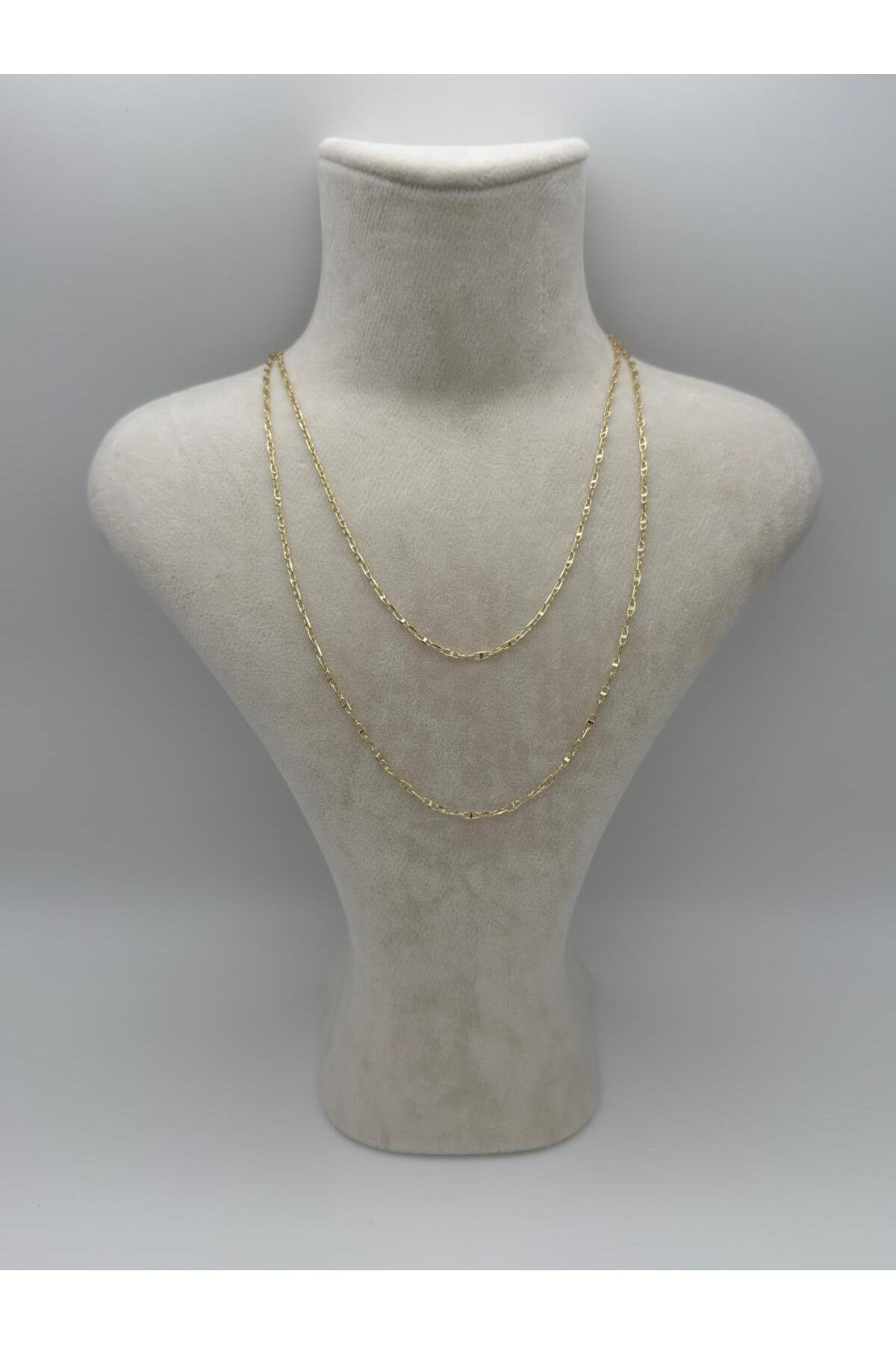 2 Katlı Gold Kaplama Çelik Kadın Zincir Kolye