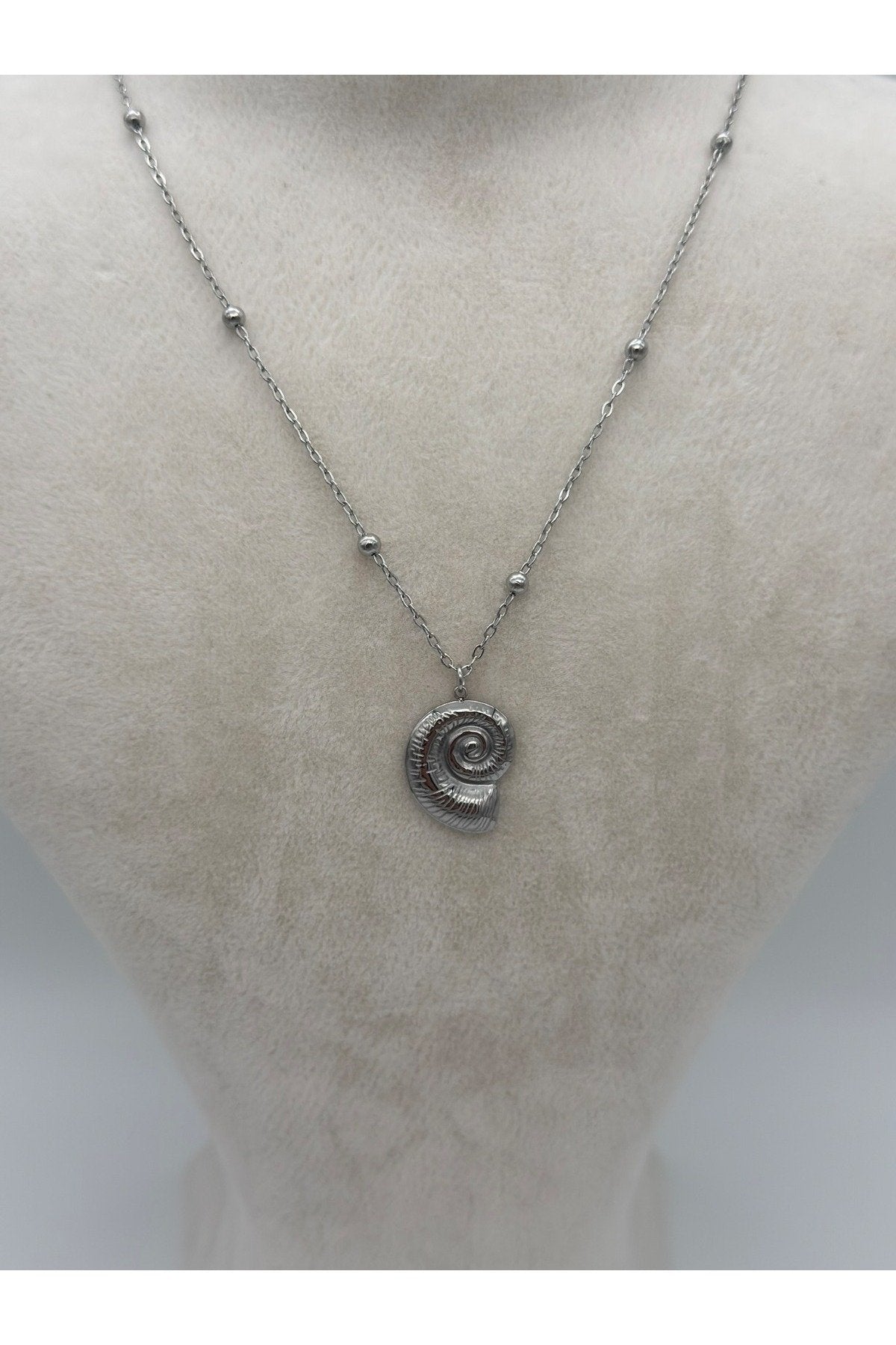 Deniz Kabuğu Gümüş Kaplama Kolye