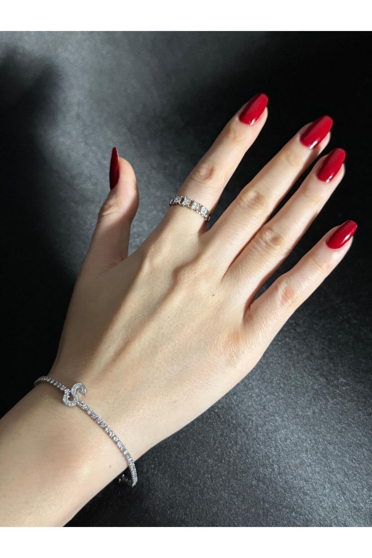 Gümüş Kaplama Su Yolu Harfli Bileklik