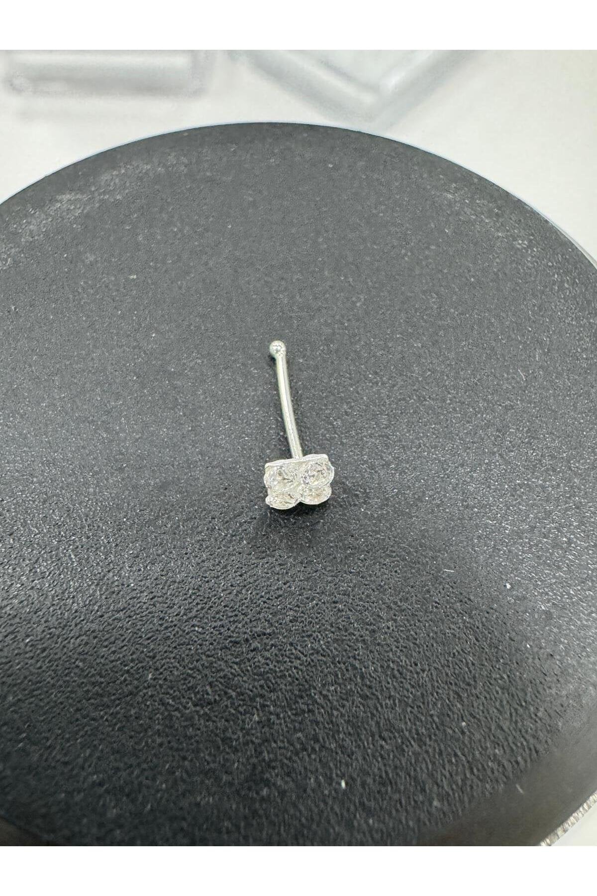 925 Ayar Gümüş Kare Zirkon Taşlı Hızma Piercing