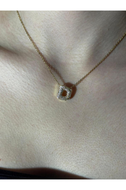 Gold Kaplama Zirkon Taşlı Harfli Kolye
