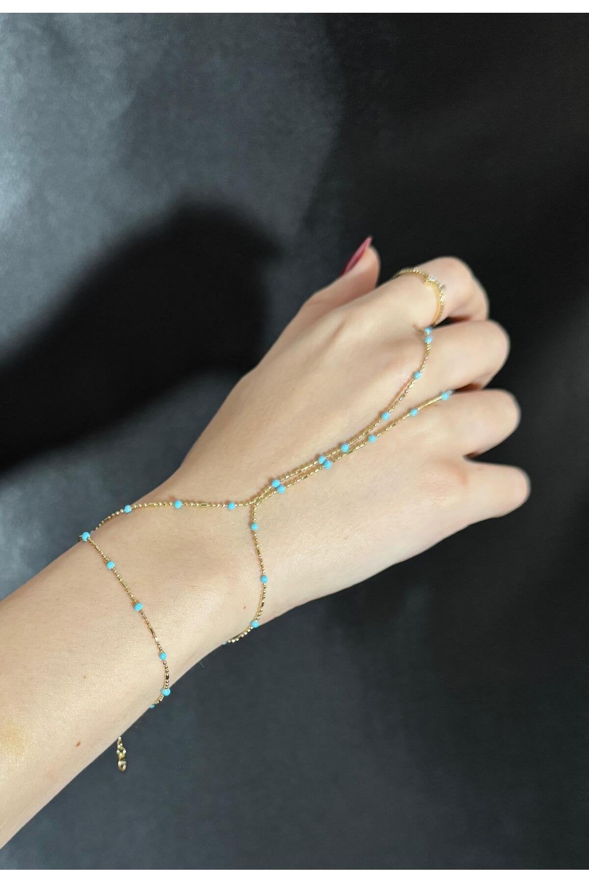 Mavi Zirkon Taşlı Gold Kaplama Ayarlanabilir Şahmeran