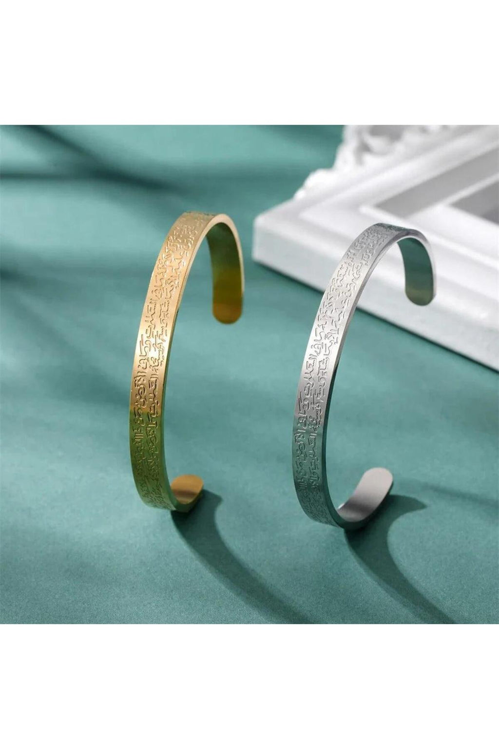 Ayetel Kürsi Gümüş Kaplama Ayarlanabilir Paslanmaz Çelik Bileklik