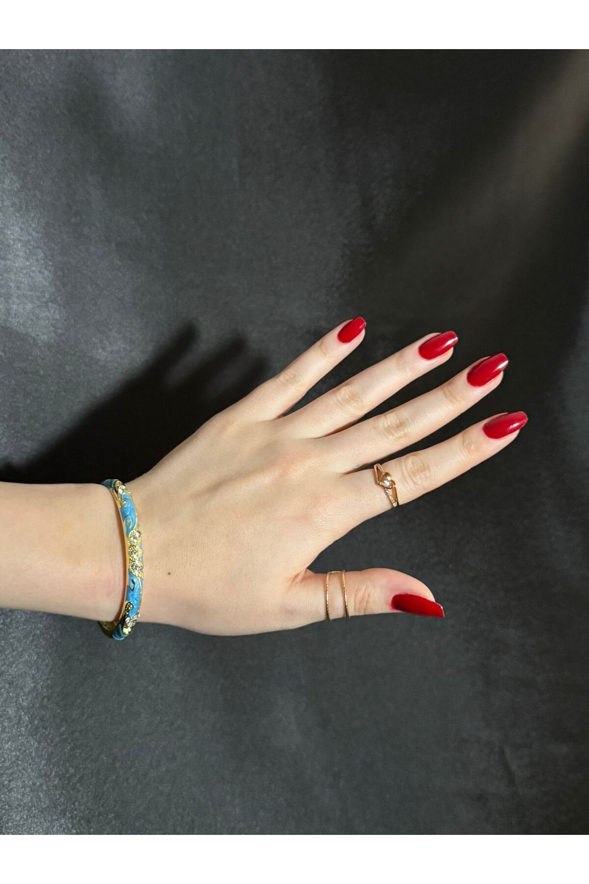 Mavi Taşlı ve Gold İşlemeli Mineli Bileklik