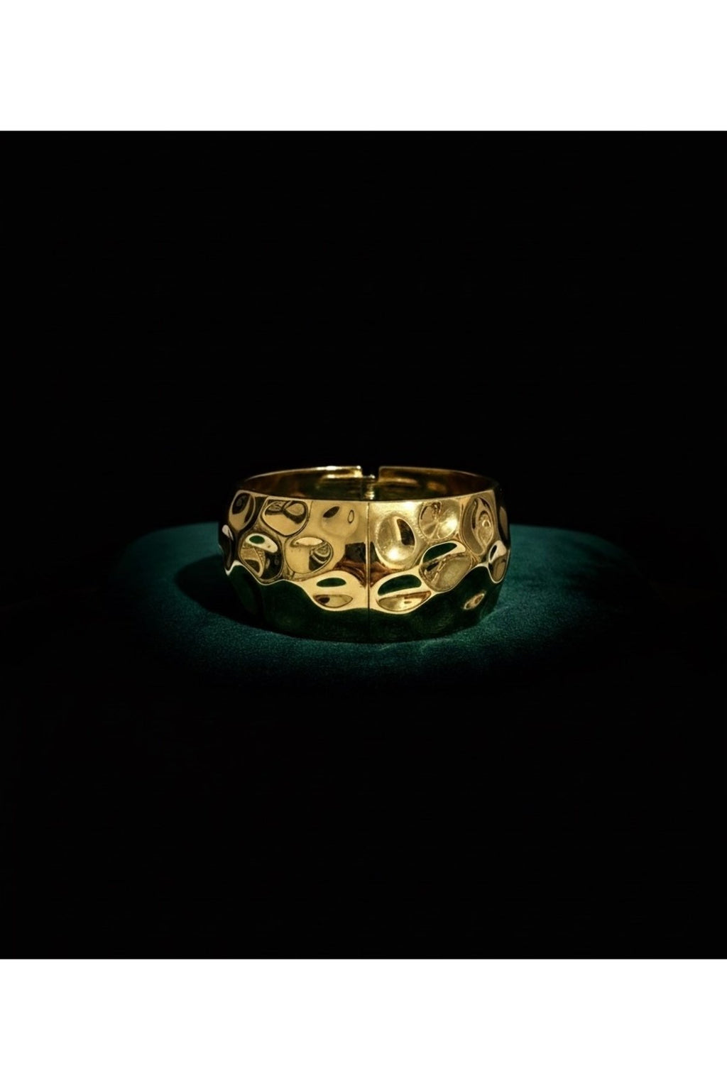 Petek Desenli Gold Kaplama Halka Sert Bilezik-Kelepçe