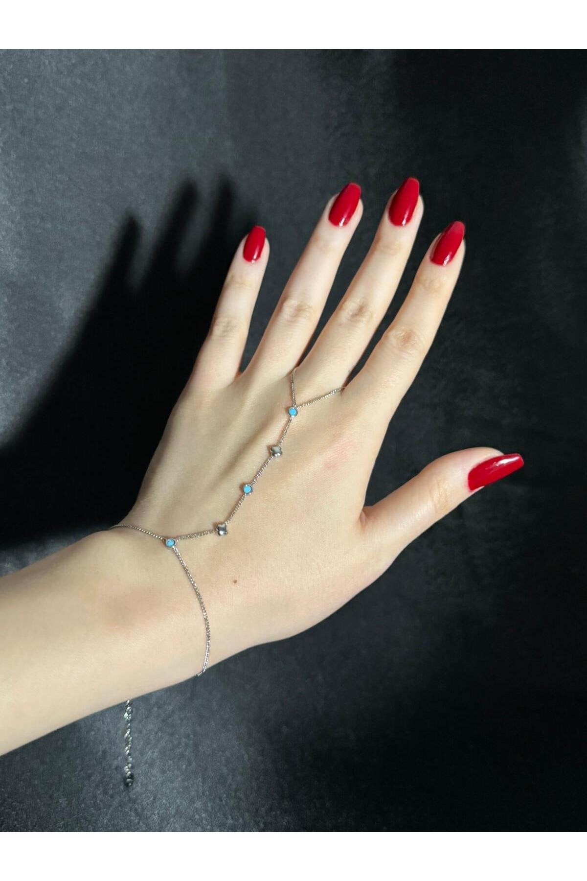 Mavi Taşlı Minimal Gümüş Şahmeran