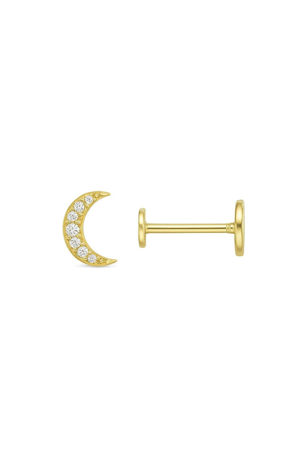 Gold Kaplama Zirkon Taşlı Ay Tragus Piercing
