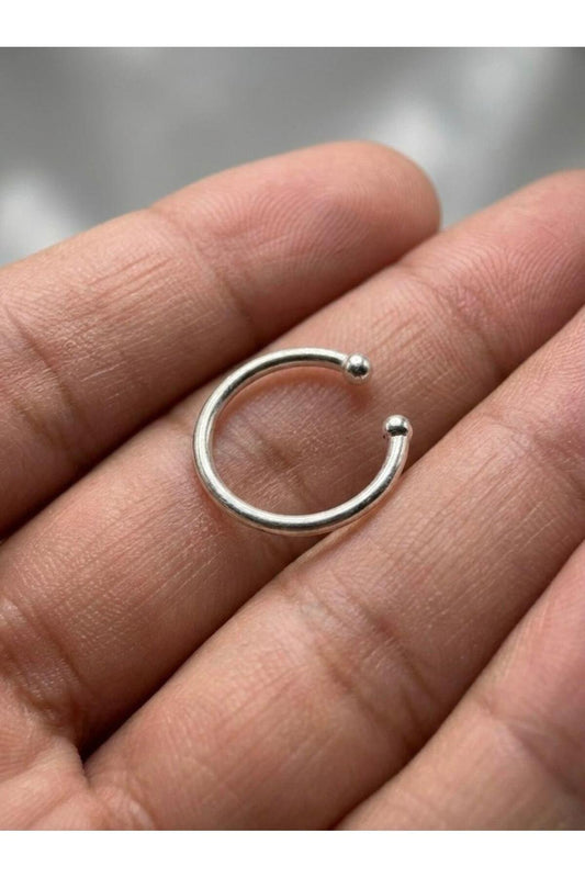 925 Ayar Gümüş Sıkıştırmalı Piercing Fake Deliksiz Halka Hızma ( Çap: 9 mm )