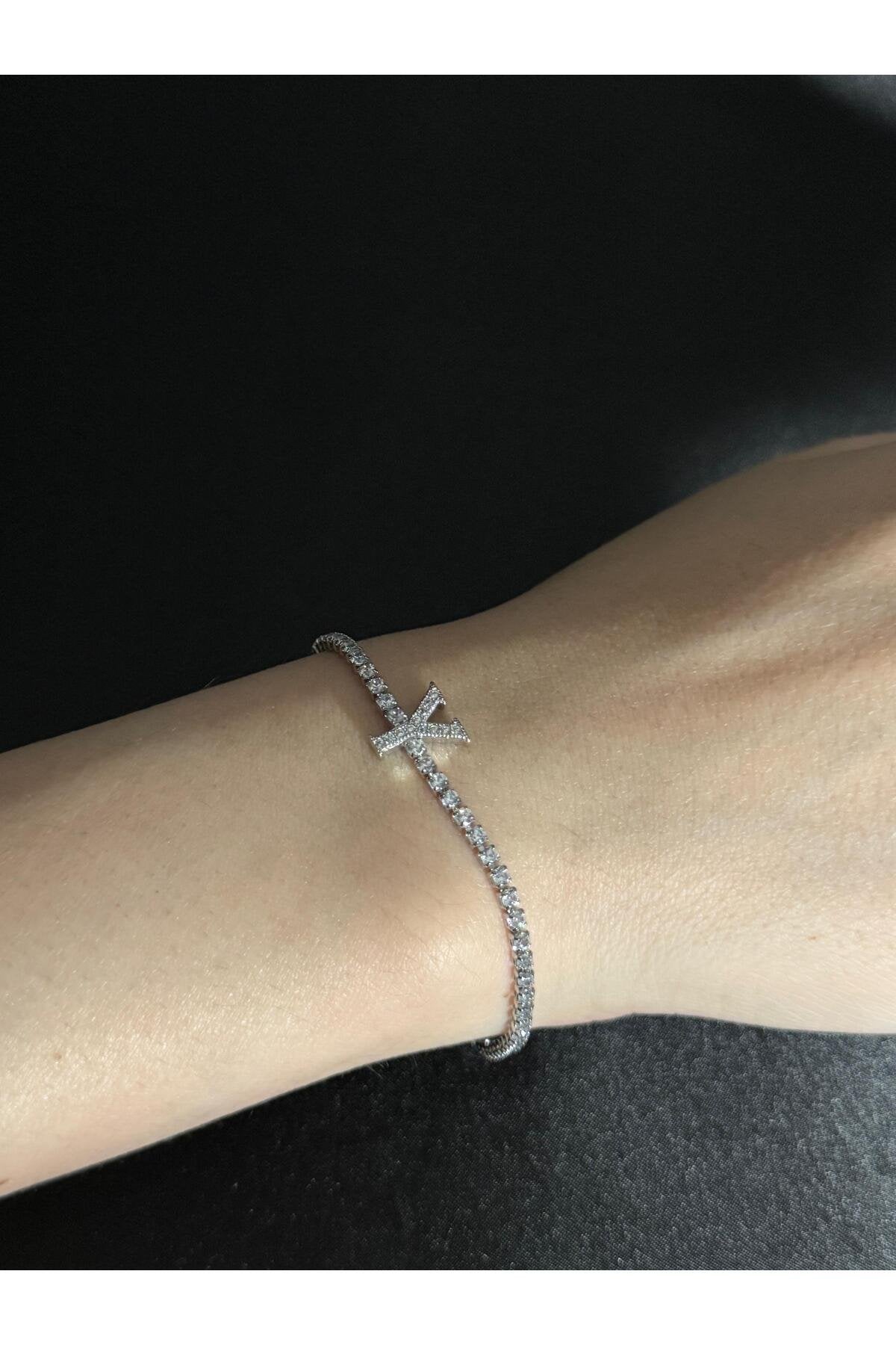 Gümüş Kaplama Su Yolu Harfli Bileklik