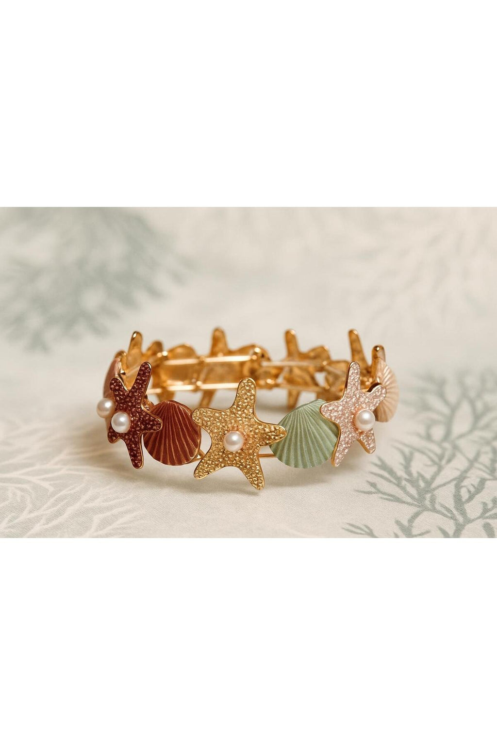 Deniz Yıldızı Tasarımlı İncili Lastikli Bileklik