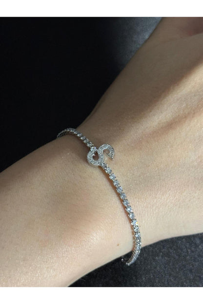 Gümüş Kaplama Su Yolu Harfli Bileklik