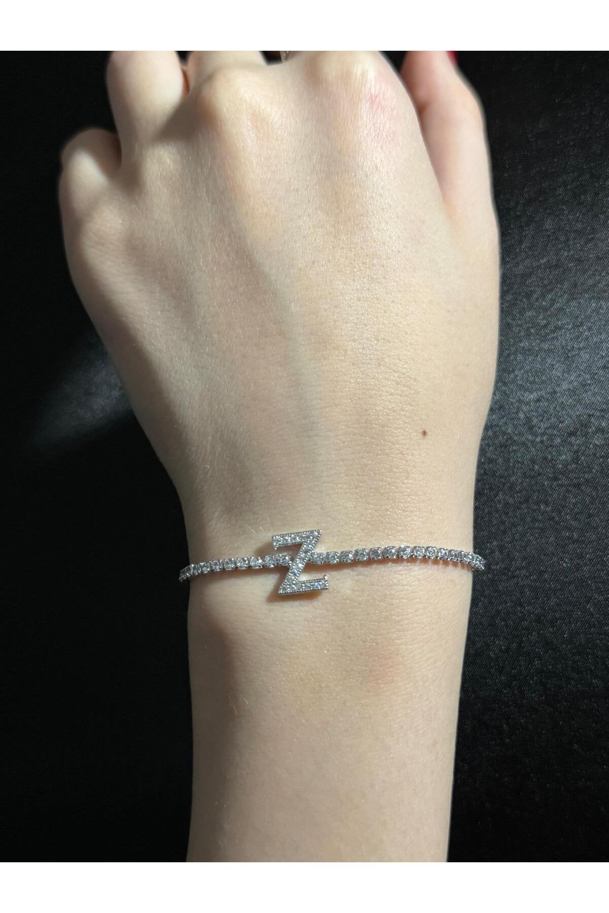 Gümüş Kaplama Su Yolu Harfli Bileklik