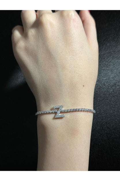 Gümüş Kaplama Su Yolu Harfli Bileklik