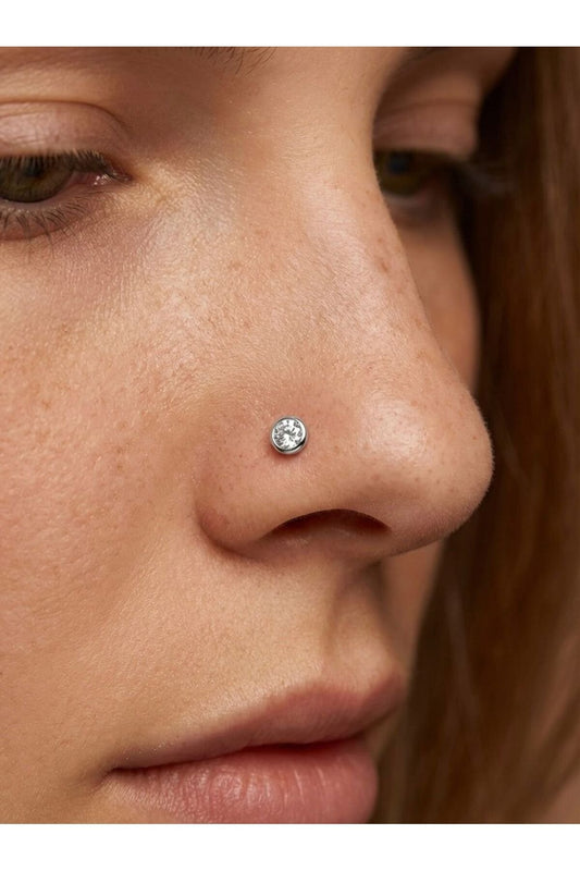 925 Ayar Gümüş Büyük Zirkon Taşlı Top Model Piercing Hızma