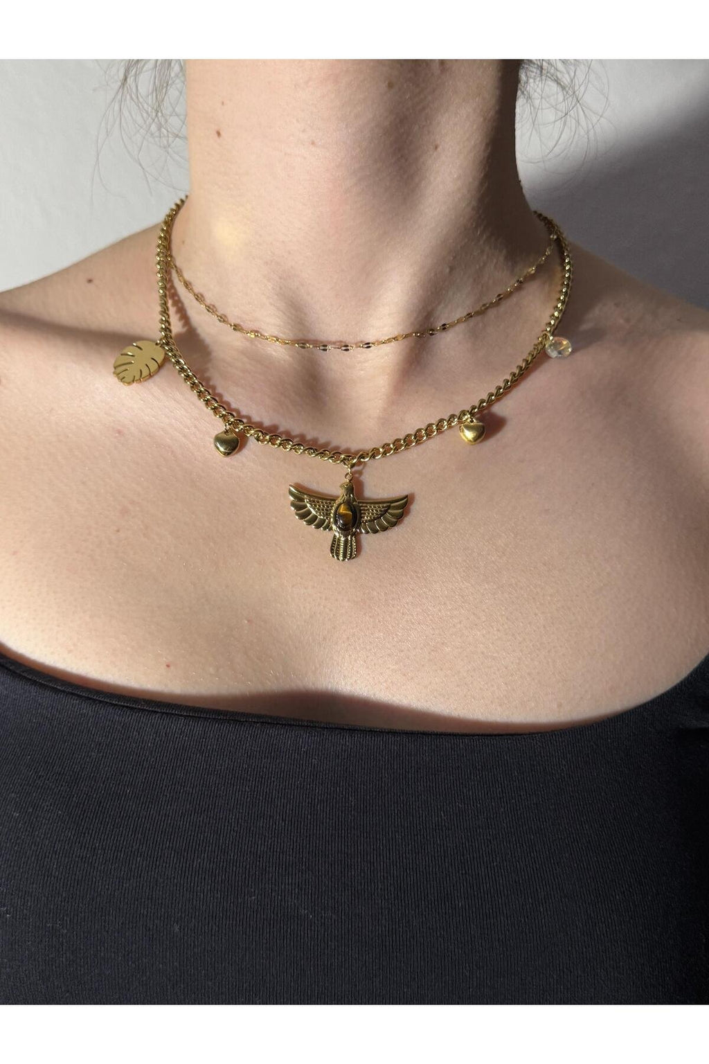 Ra'nın Kanatları Gold Kaplama Zirkon Taşlı Kolye