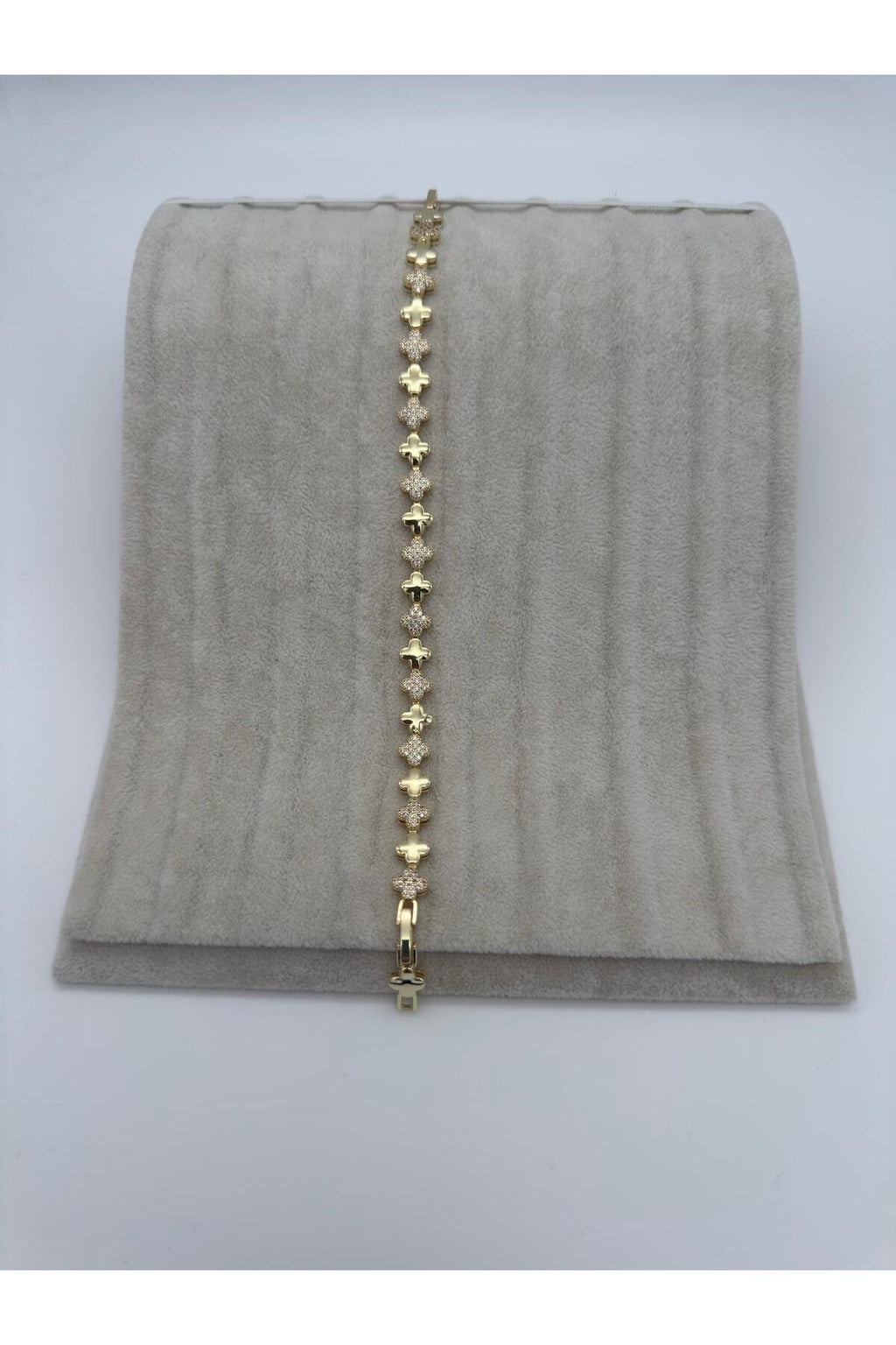 Sirena VIP Serisi - Zirkon Taşlı Gümüş Kaplama Yonca Model Paslanmaz Çelik Bileklik