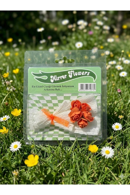 Yeşil Mini Buket Mirror Flowers Pembe Tasarım,Sevgiliye Hediye Aynalı Çiçek Buketi Tasarım Aynalı