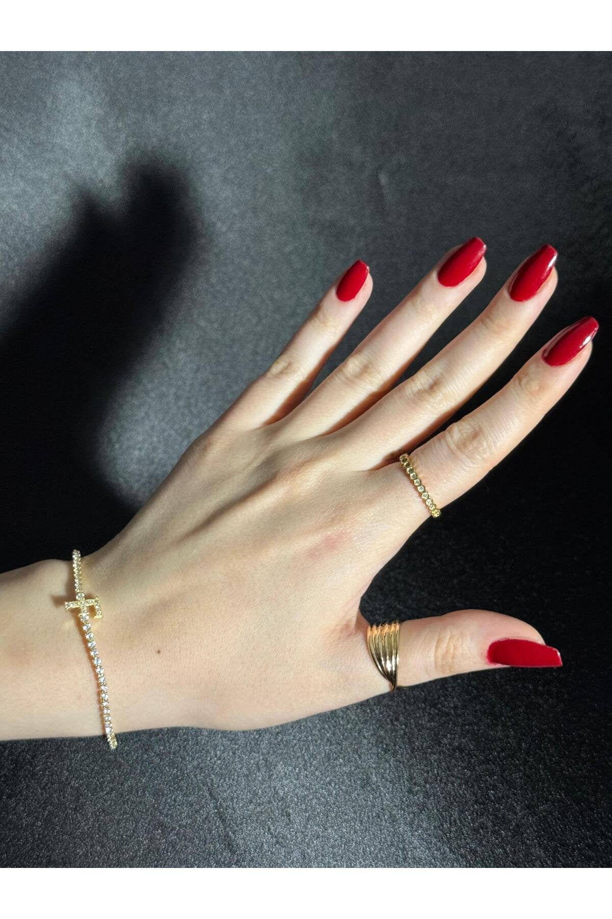 Gold Kaplama Su Yolu Harfli Bileklik