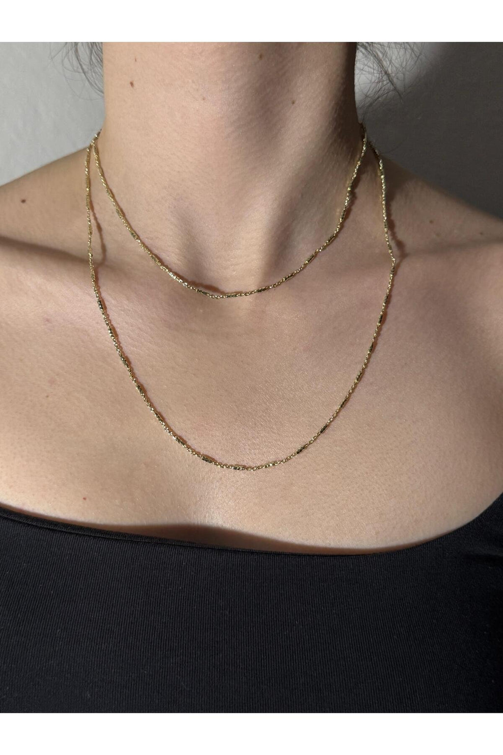 2 Katlı Burgu Işıltı Gold Kaplama Çelik Kolye